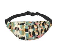 Yzgwjbhd Native Hawaiian Flag Print Large Crossbody Fanny Pack, Cute Waterproof Waist Pack Belt Bag For Men, Women, Stylish Running Accessory, Mid-Century Modern Art Cat, One Size