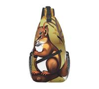YzgWjBhd Nut-eating Squirrel Sling Bag for Men Women | Crossbody Fanny Pack with Zipper Pockets | Funny Backpack Chest Bag