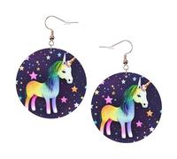 YzgWjBhd One-Horse Star Earrings for Women Girls, Stylish Round Leather Dangle with Silver Hook, Ideal Drop Earrings Gift for Woman