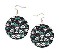 YzgWjBhd Panda Cute Face Earrings for Women Girls, Stylish Round Leather Dangle with Silver Hook, Ideal Drop Earrings Gift for Woman
