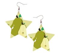 YzgWjBhd Pentagram Dangle Earrings for Women, cartoon pear Printed Funny Pentacle Leather Earrings