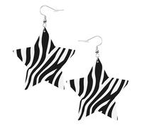 YzgWjBhd Pentagram Dangle Earrings for Women, Zebra fine lines Printed Funny Pentacle Leather Earrings