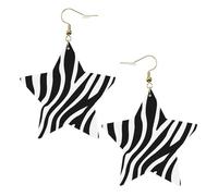YzgWjBhd Pentagram Dangle Earrings for Women, Zebra fine lines Printed Funny Pentacle Leather Earrings