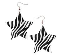 YzgWjBhd Pentagram Dangle Earrings for Women, Zebra fine lines Printed Funny Pentacle Leather Earrings