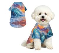YzgWjBhd Pet Hawaiian Shirt with Collar for Holidays and Photos | Coastal Wave Rush Patterned Dog Camp Shirt For Seaside Parties, Weekend Trips, Shopping, And Summer Keepsake Photos