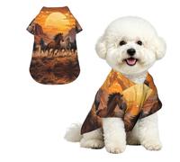 YzgWjBhd Pet Hawaiian Shirt with Collar for Holidays and Photos | Horse Run Patterned Dog Camp Shirt For Seaside Parties, Weekend Trips, Shopping, And Summer Keepsake Photos