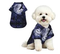 YzgWjBhd Pet Hawaiian Shirt with Collar for Holidays and Photos | Moonlit Raven Patterned Dog Camp Shirt For Seaside Parties, Weekend Trips, Shopping, And Summer Keepsake Photos