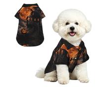 YzgWjBhd Pet Hawaiian Shirt with Collar for Holidays and Photos | Raven Pumpkin Patterned Dog Camp Shirt For Seaside Parties, Weekend Trips, Shopping, And Summer Keepsake Photos
