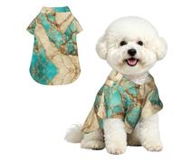 YzgWjBhd Pet Hawaiian Shirt with Collar for Holidays and Photos | Turquoise Stone Patterned Dog Camp Shirt For Seaside Parties, Weekend Trips, Shopping, And Summer Keepsake Photos