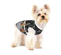 YzgWjBhd Piano and Guitar Full Print Dog Shirts, Cotton Breathable Sleeveless Puppy Clothes, Soft Stretchy Lightweight Pet T-Shirts for Small Medium Dogs & Cats