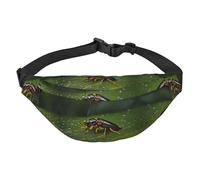 Yzgwjbhd Pink Flamingo Print Large Crossbody Fanny Pack, Cute Waterproof Waist Pack Belt Bag For Men, Women, Stylish Running Accessory, Insects On Leaves, One Size