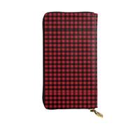 YzgWjBhd Printed Wallet for Women, Red Black Buffalo Check Plaid Pattern Large Credit Card Holder Wallets, Cute Multi Pocket Long Purse