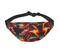Yzgwjbhd Purple Lotus Print Large Crossbody Fanny Pack, Cute Waterproof Waist Pack Belt Bag For Men, Women, Stylish Running Accessory, Dragon King In Fire, One Size