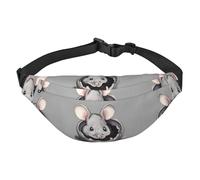 Yzgwjbhd Purple Lotus Print Large Crossbody Fanny Pack, Cute Waterproof Waist Pack Belt Bag For Men, Women, Stylish Running Accessory, Grey Rat, One Size