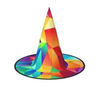 YzgWjBhd Rainbow Geometric Print Halloween Witch Hat, 3 PCS Halloween Costume Witch Hat for Indoor Outdoor Decor