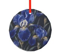 YzgWjBhd Round Glass Christmas Tree Decoration with Red Ribbon, 7.8cm Dia | Blue Iris Hanging Ornament for Festive Trees, Seasonal Home Displays, Family Occasions, and Keepsake Presents