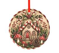 YzgWjBhd Round Glass Christmas Tree Decoration with Red Ribbon, 7.8cm Dia | Candy Cane Cottagecore Hanging Ornament for Festive Trees, Seasonal Home Displays, Family Occasions, and Keepsake Presents