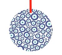 YzgWjBhd Round Glass Christmas Tree Decoration with Red Ribbon, 7.8cm Dia | Evil eyes Hanging Ornament for Festive Trees, Seasonal Home Displays, Family Occasions, and Keepsake Presents