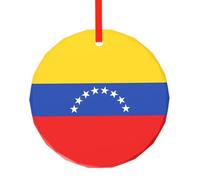 YzgWjBhd Round Glass Christmas Tree Decoration with Red Ribbon, 7.8cm Dia | Flag of Venezuela Hanging Ornament for Festive Trees, Seasonal Home Displays, Family Occasions, and Keepsake Presents