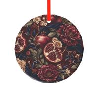 YzgWjBhd Round Glass Christmas Tree Decoration with Red Ribbon, 7.8cm Dia | Pomegranate Velvet Hanging Ornament for Festive Trees, Seasonal Home Displays, Family Occasions, and Keepsake Presents