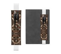 YzgWjBhd Rustic Lodge Bear Print Leather Bookmark, Adjustable Pencil Sleeve Case Pouch, Elastic Band Pen Pouch for Journals, Notebooks, Planners, Hold 2-3 Pens, Fits 20cm to 25cm