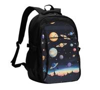 YzgWjBhd Saturn Jupiter Earth Printed Laptop Backpack | Usb Travel Rucksack With Organised Pockets For Commuting, Weekend Trips, Work Days, Hiking, And Gift Use