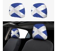YzgWjBhd Scottish retro Print 2PCS Car Seat Headrest Covers, Cute Head Rest Cover Universal Fit, Stylish Vehicle Accessories for Headrest Protection
