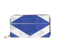 YzgWjBhd Scottish retro Print Leather Wallet for Men, Slim Bifold with Full-Print Design, Secure Zipper Closure, RFID Blocking, Black, One Size