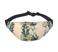 Yzgwjbhd Smiling Donkey Print Large Crossbody Fanny Pack, Cute Waterproof Waist Pack Belt Bag For Men, Women, Stylish Running Accessory, Cartoon Small Green Plant, One Size