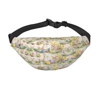 Yzgwjbhd Smiling Donkey Print Large Crossbody Fanny Pack, Cute Waterproof Waist Pack Belt Bag For Men, Women, Stylish Running Accessory, Vintage Flower Rabbit Bunny Easter, One Size