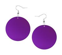 YzgWjBhd Solid Dark Purple Earrings for Women Girls, Stylish Round Leather Dangle with Silver Hook, Ideal Drop Earrings Gift for Woman