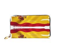 YzgWjBhd Spain Flag Print Leather Wallet for Men, Slim Bifold with Full-Print Design, Secure Zipper Closure, RFID Blocking
