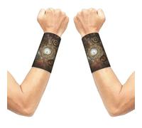 YzgWjBhd Steampunk Clock Printed Wrist Sleeve Pair