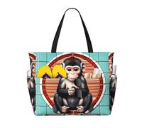 YzgWjBhd The silent monkey Beach Tote with Stylish Print | Print Pool Bag for Water Adventures | Carry-On Bag