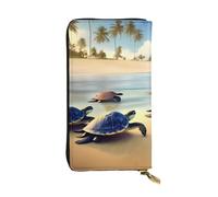 YzgWjBhd Turtles on The Beach Womens Wallet, Large Credit Card Clutch Wallets for Women, Cute Multi Pocket Long Purse