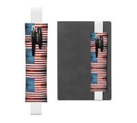 YzgWjBhd Vintage American USA Flag Print Leather Bookmark, Adjustable Pencil Sleeve Case Pouch, Elastic Band Pen Pouch for Journals, Notebooks, Planners, Hold 2-3 Pens, Fits 20cm to 25cm