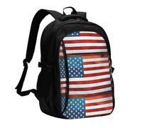 YzgWjBhd Vintage American Usa Flag Usb Laptop Travel Backpack | Printed Usb Backpack For Laptop Carry, Work Commutes, Weekend Travel, College-Age Users, Camping, And Daily Trips