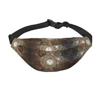 Yzgwjbhd Vintage Circus Background Print Large Crossbody Fanny Pack, Cute Waterproof Waist Pack Belt Bag For Men, Women, Stylish Running Accessory, Steampunk Clock, One Size