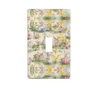YzgWjBhd Vintage Flower Rabbit Bunny Easter Print 1 Gang Wall Plate Single Toggle Switch Cover, 11.4cm x 7cm, Decorative Light Switch Plate Covers