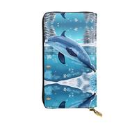 YzgWjBhd Winter The Dolphin Womens Wallet, Large Credit Card Clutch Wallets for Women, Cute Multi Pocket Long Purse