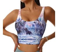 YzgWjBhd Wolves Family Sports Bra for Women, Full Coverage Pullover Bra, Printed Yoga Bra with Removable Cups Black