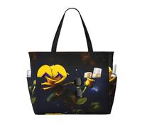 YzgWjBhd Yellow Roses Starry Night Beach Tote with Stylish Print | Print Pool Bag for Water Adventures | Carry-On Bag
