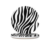 YzgWjBhd Zebra fine lines Absorbent Car Coasters 2 Pack for Drinks with A Finger Notch, Funny 2.56" Ceramic Stone Car Cup Holder for Women/Men