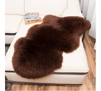 YZHY Australian Pure Wool Carpet,Genuine Sheepskin Rug,Long Wool Sheepskin Rugs,Sheepskin Carpet Deco,Bedside Carpet,Pure Wool Sofa Cushion, (Brown, 75 * 155cm)