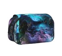 YZHYWJFF 3D Graphics Universe Space Print Double Clamshell Pen Case with 2 Zipper Pockets, Perfect for School, Sketching, and Travel