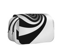 YZHYWJFF Abstract Circle Swirl Print Double Clamshell Pen Case with 2 Zipper Pockets, Perfect for School, Sketching, and Travel