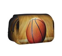 YZHYWJFF Basketball Arena Print Double Clamshell Pen Case with 2 Zipper Pockets, Perfect for School, Sketching, and Travel