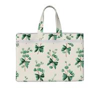YZHYWJFF Cartoon Eucalyptus Sprig Printed Canvas Handbag File Bag, Large Capacity, Dual Pocket Design
