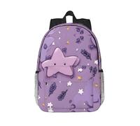 YZHYWJFF Cartoon Lavender Star Print Backpack Adjustable Shoulder Straps, Perfect For School And Outdoor Activities