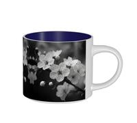 YZHYWJFF Cherry Blossoms Printed Large-Capacity Ceramic Cup with Smooth Round Lip and Non-Slip Bottom.